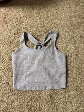 Beyond Yoga Gray Twist-Back Cropped Tank